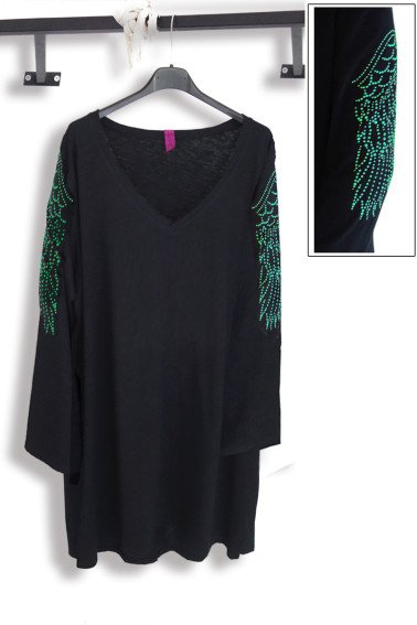 Μπλουζοφόρεμα τύπωμα φτερά φλούο 7195