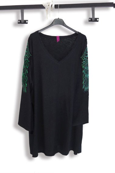 Μπλουζοφόρεμα τύπωμα φτερά φλούο 7195