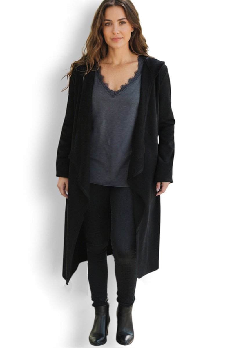 Ζακέτα Μακριά Φούτερ Με Κουκούλα