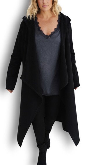 Ζακέτα Μακριά Φούτερ Με Κουκούλα