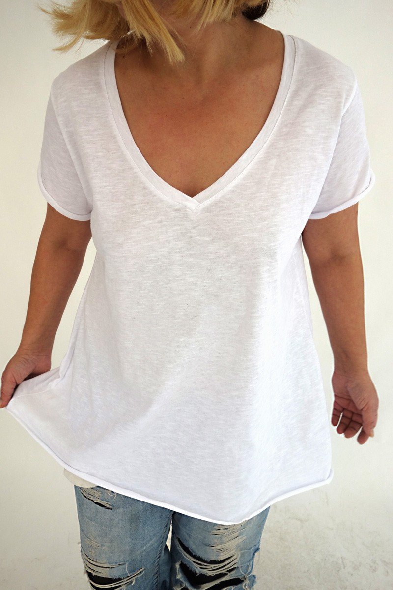 T-shirt μονόχρωμο βαμβακερό cotton σε άλφα άνετη γραμμή