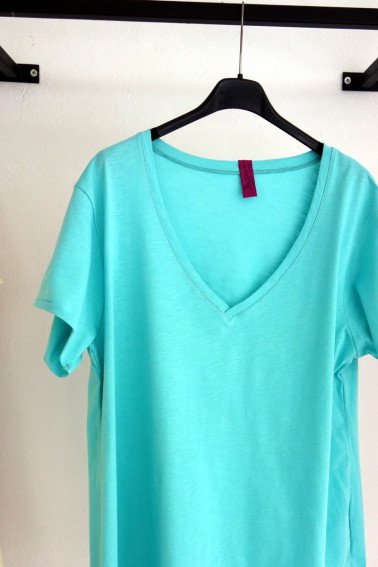 T-shirt μονόχρωμο βαμβακερό cotton σε άλφα άνετη γραμμή