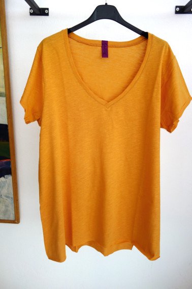 T-shirt μονόχρωμο βαμβακερό cotton σε άλφα άνετη γραμμή