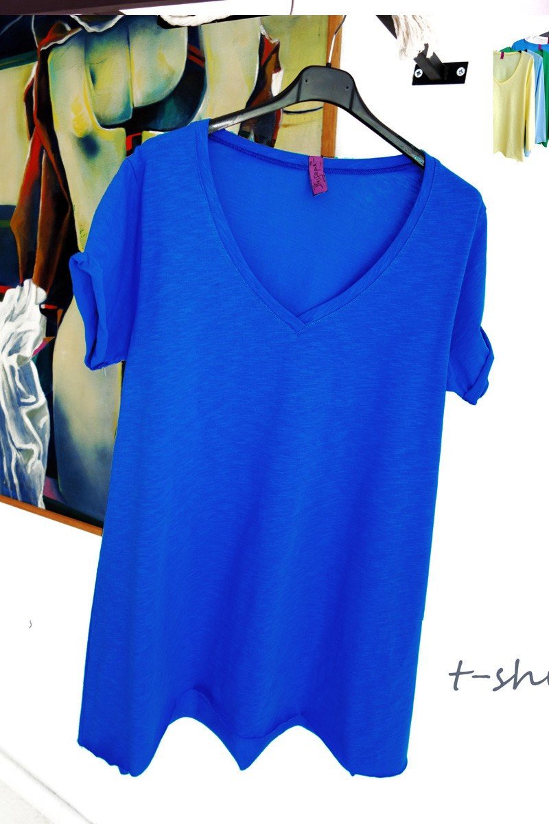 T-shirt μονόχρωμο βαμβακερό cotton σε άλφα άνετη γραμμή