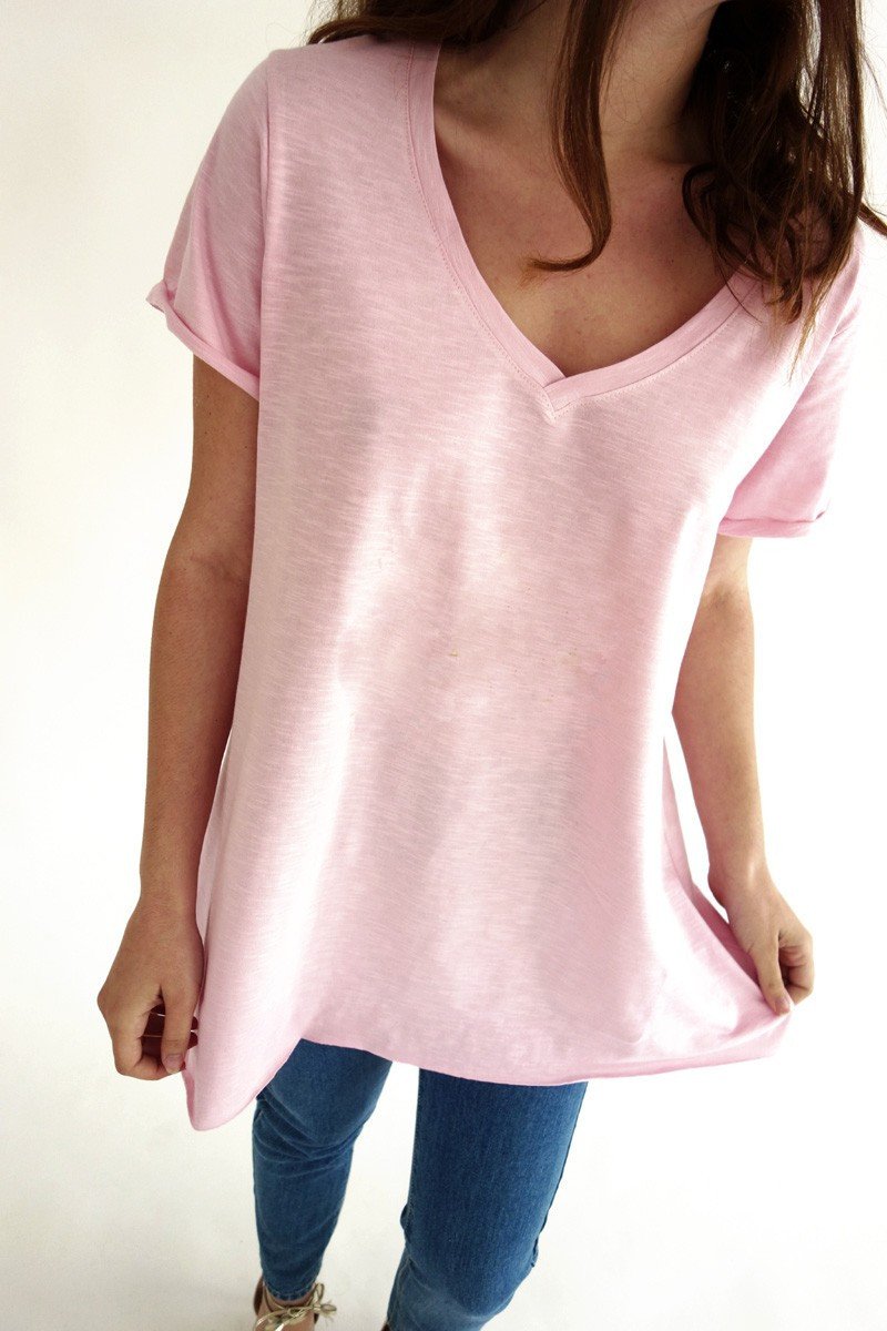 T-shirt μονόχρωμο βαμβακερό cotton σε άλφα άνετη γραμμή