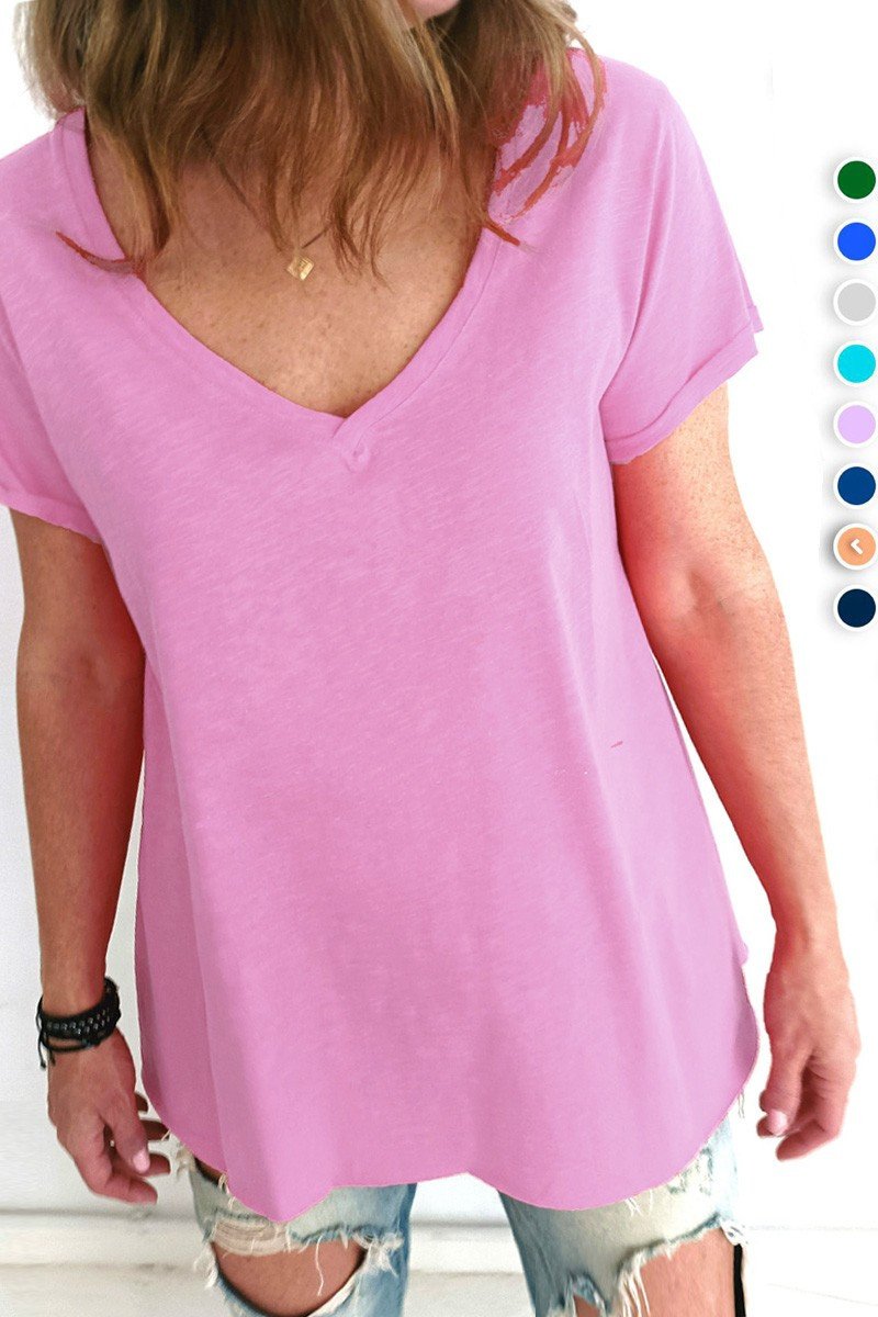 T-shirt μονόχρωμο βαμβακερό cotton σε άλφα άνετη γραμμή