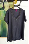 T-shirt Με δαντελάκι Κοντό Μανίκι Cotton σε άλφα άνετη γραμμή