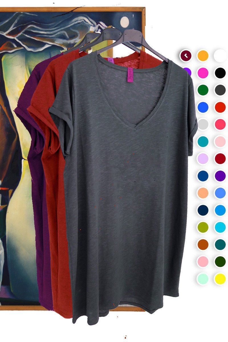 Μπλουζοφόρεμα Με V Λαιμόκοψη Cotton Oversized Μπλουζοφόρεμα Με V Λαιμόκοψη Cotton Oversized