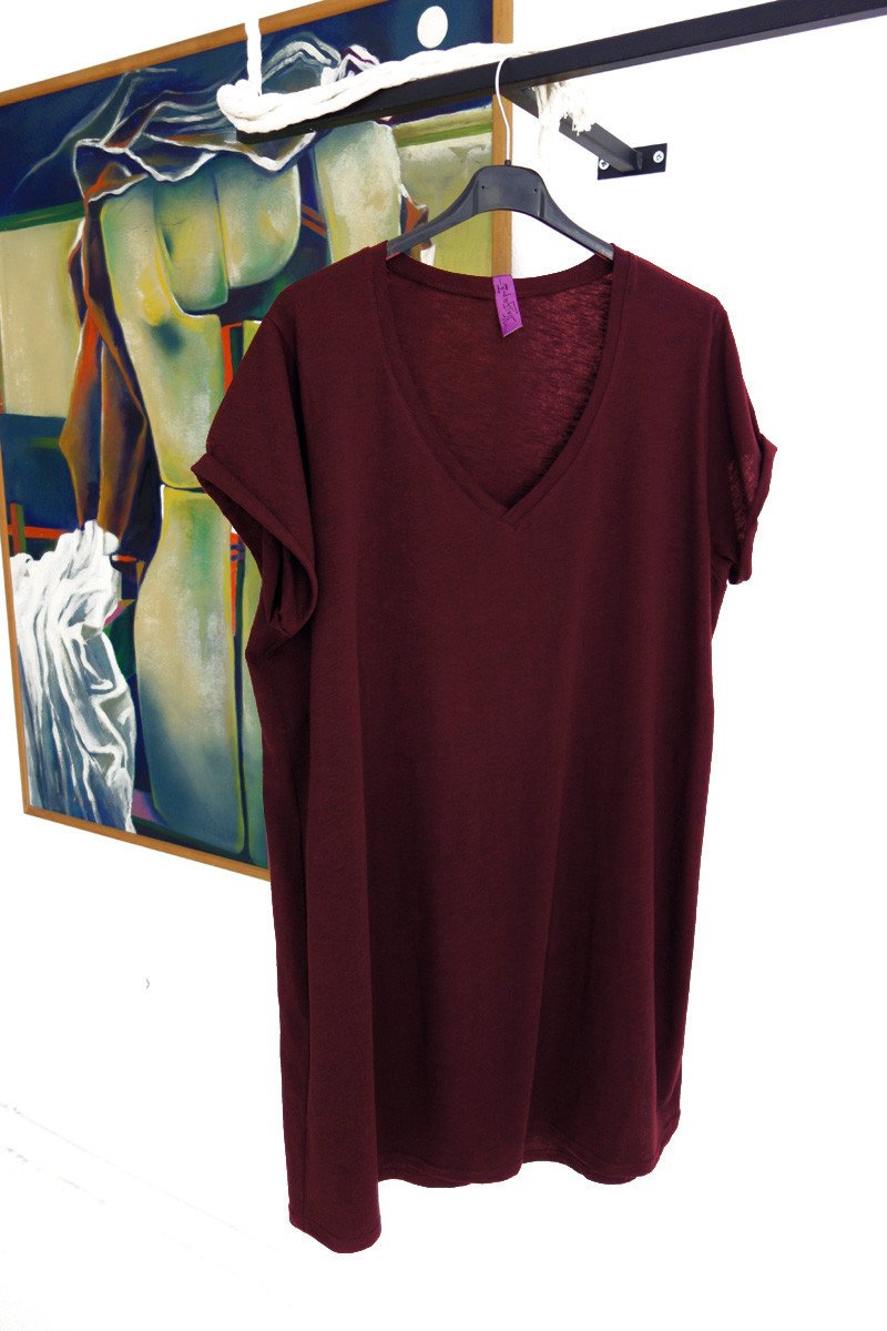 Μπλουζοφόρεμα Με V Λαιμόκοψη Cotton Oversized