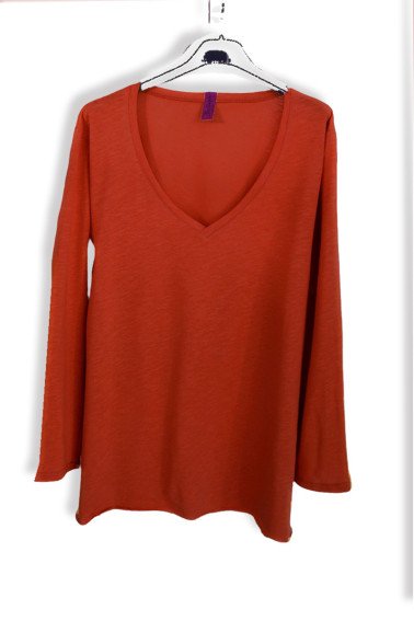 T-shirt oversized Με V Λαιμόκοψη cotton