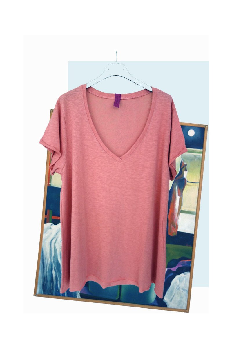 T-Shirt με V λαιμόκοψη Cotton