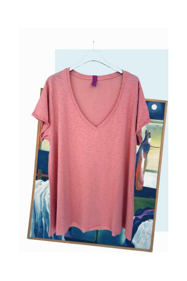 T-Shirt με V λαιμόκοψη Cotton