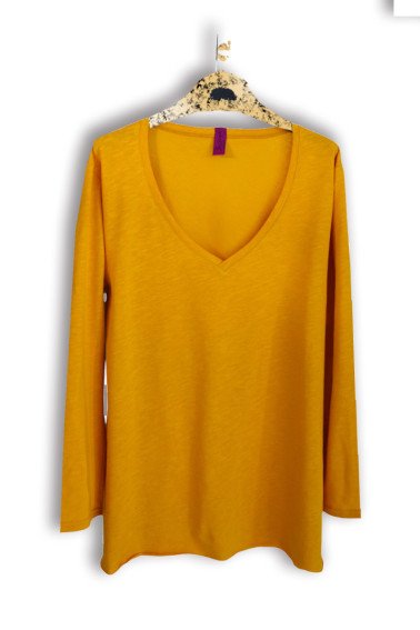 T-shirt oversized Με V Λαιμόκοψη cotton