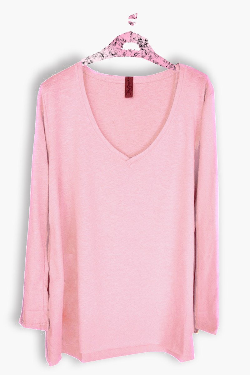 T-shirt oversized Με V Λαιμόκοψη cotton