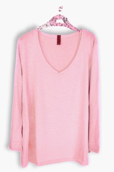 T-shirt oversized Με V Λαιμόκοψη cotton