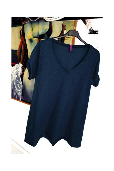 T-Shirt με V λαιμόκοψη Cotton