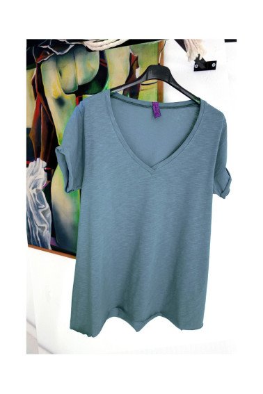 T-Shirt με V λαιμόκοψη Cotton