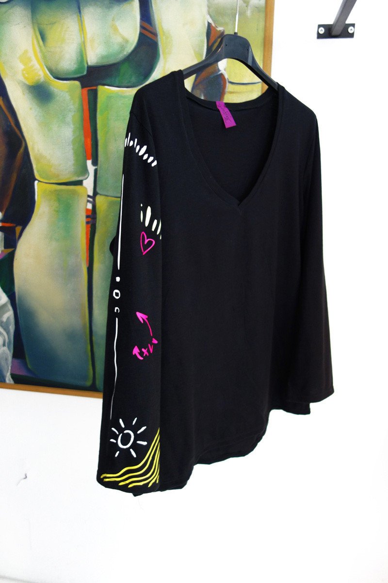 T-Shirt με Σχέδιο στο Μανίκι Ήλιος