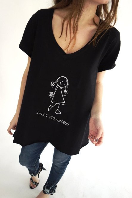 T-shirt Με Τύπωμα  βαμβακερό cotton σε άλφα άνετη γραμμή