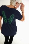 T-Shirt Τύπωμα Φλούο Φτερά
